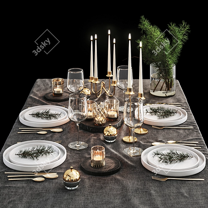 Holiday Table Setting 3D model image 1