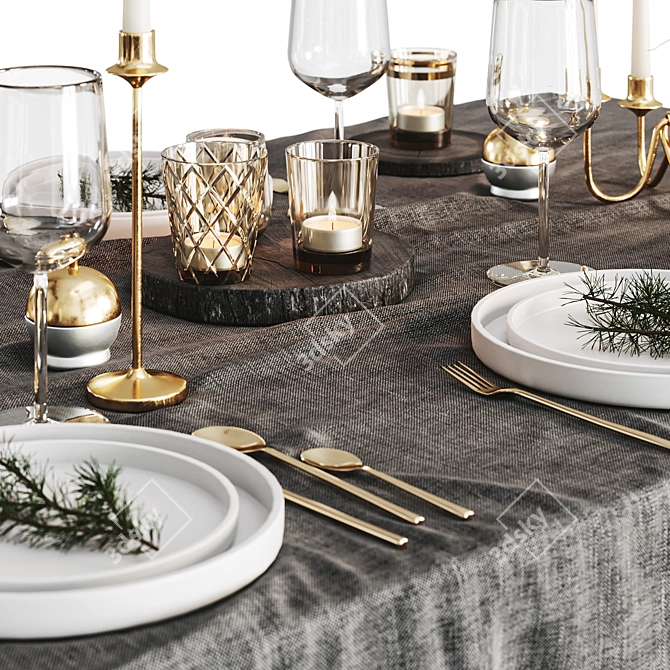 Holiday Table Setting 3D model image 3