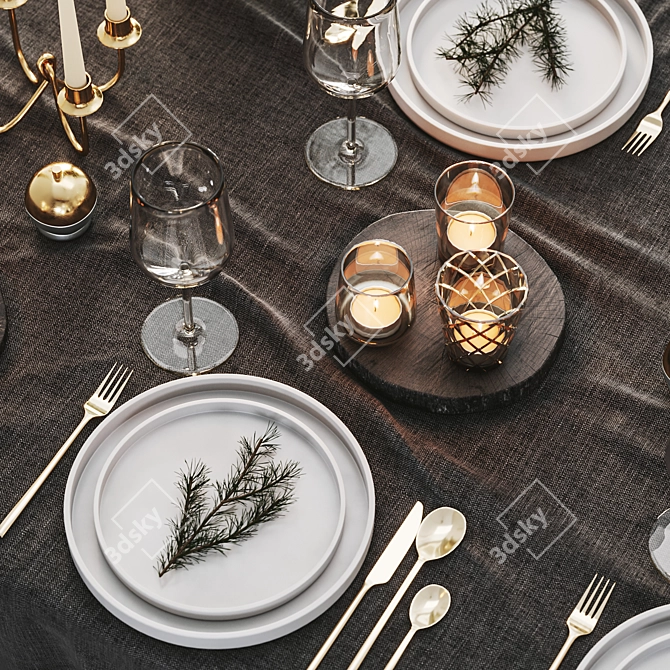 Holiday Table Setting 3D model image 4