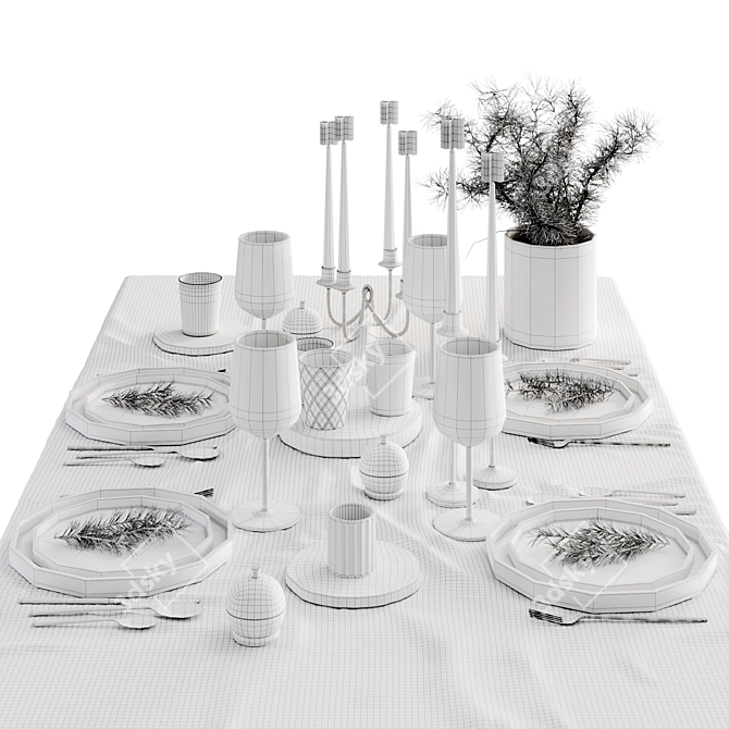 Holiday Table Setting 3D model image 5