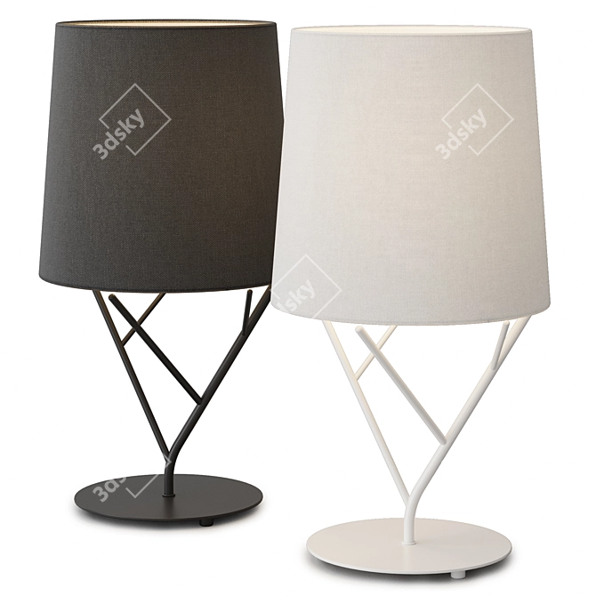 Modern Steel Table Lamp with Textile Shade 3D model image 1