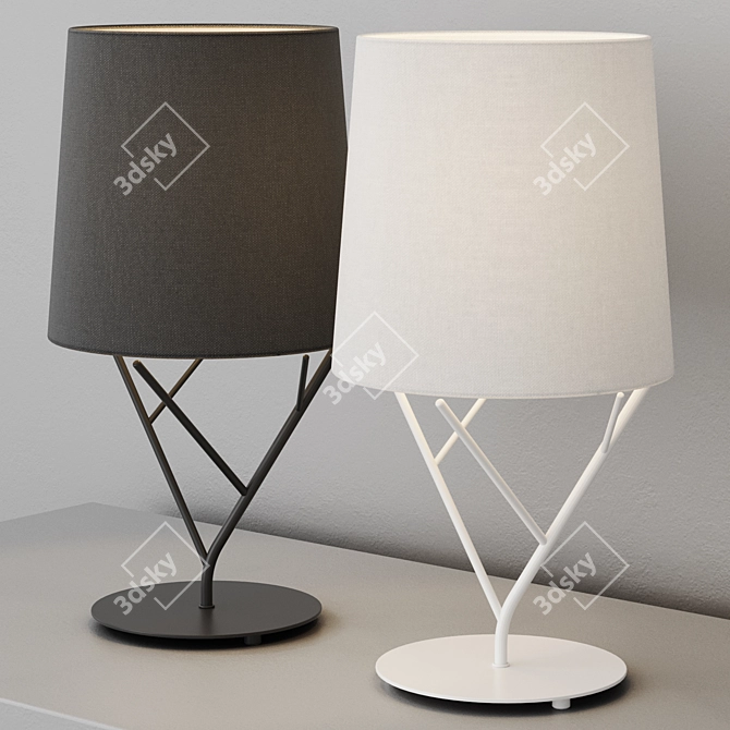 Modern Steel Table Lamp with Textile Shade 3D model image 7