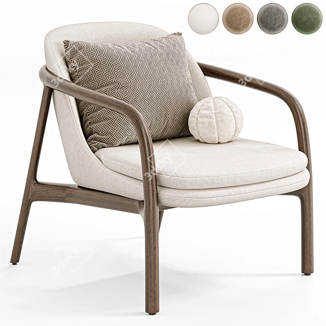 Modern Trimmed Lounge Chair in Millimeters 3D model image 1