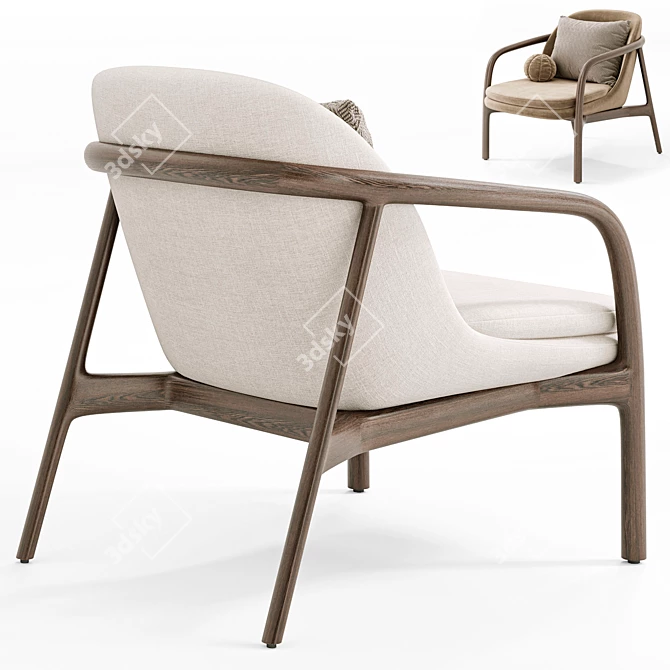 Modern Trimmed Lounge Chair in Millimeters 3D model image 3