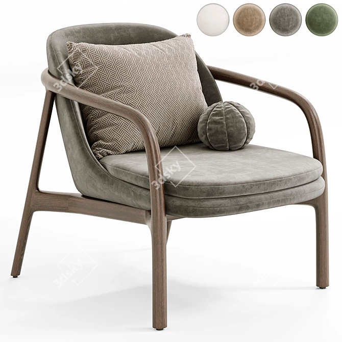 Modern Trimmed Lounge Chair in Millimeters 3D model image 4