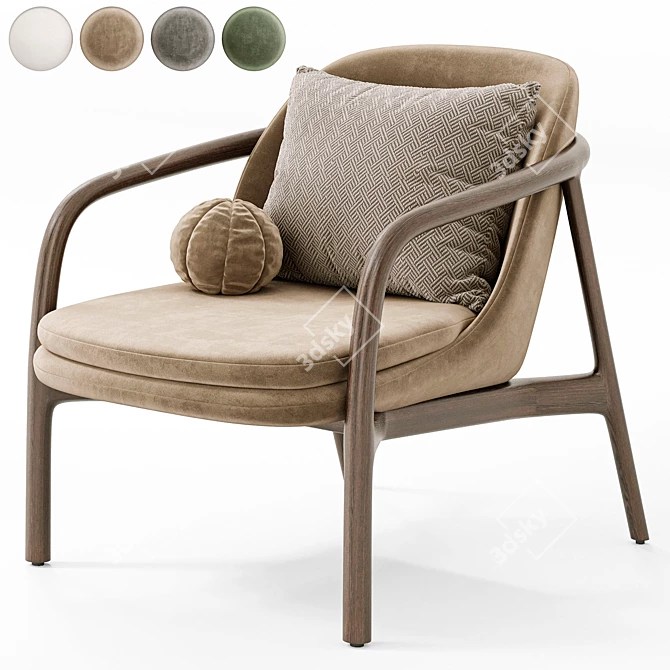 Modern Trimmed Lounge Chair in Millimeters 3D model image 5