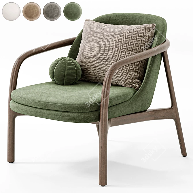 Modern Trimmed Lounge Chair in Millimeters 3D model image 6