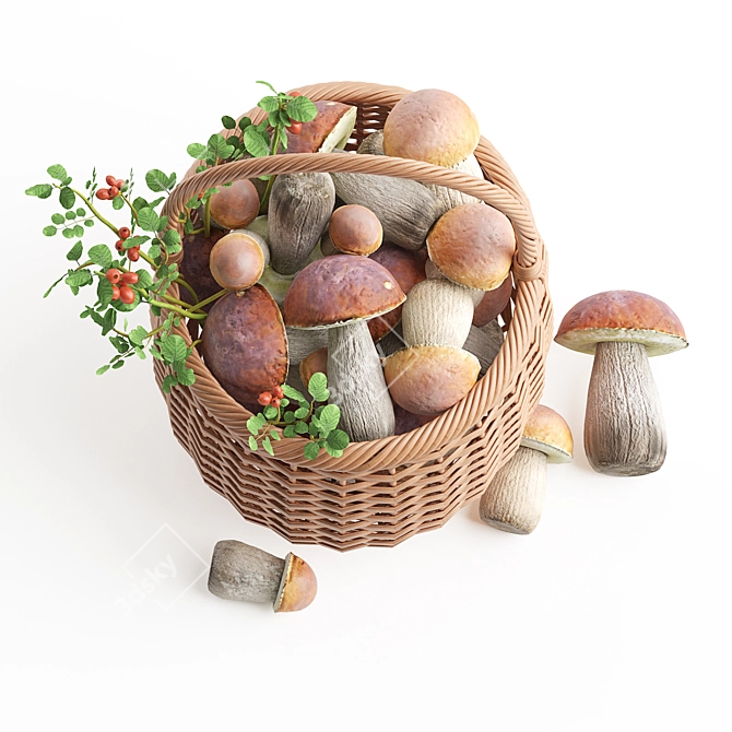 Organic Mushroom Basket Sculpture 3D model image 3