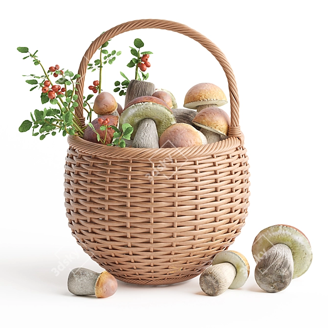 Organic Mushroom Basket Sculpture 3D model image 4