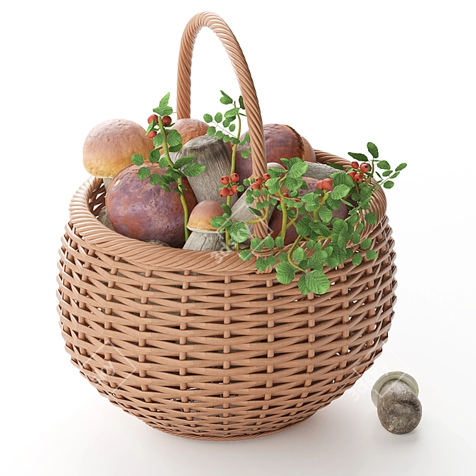 Organic Mushroom Basket Sculpture 3D model image 5