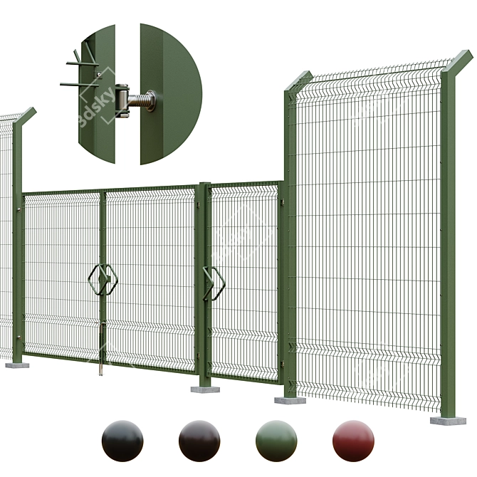 3D Mesh Gate, Fence & Gate Kit 3D model image 2