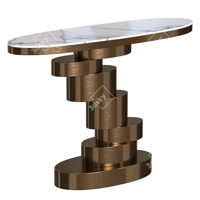 Elegant Oval Stone Console Table 3D model image 2