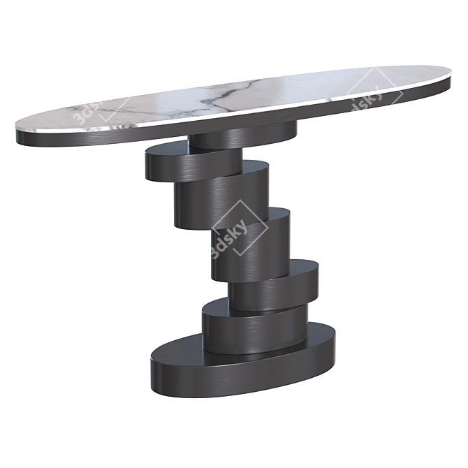 Elegant Oval Stone Console Table 3D model image 4