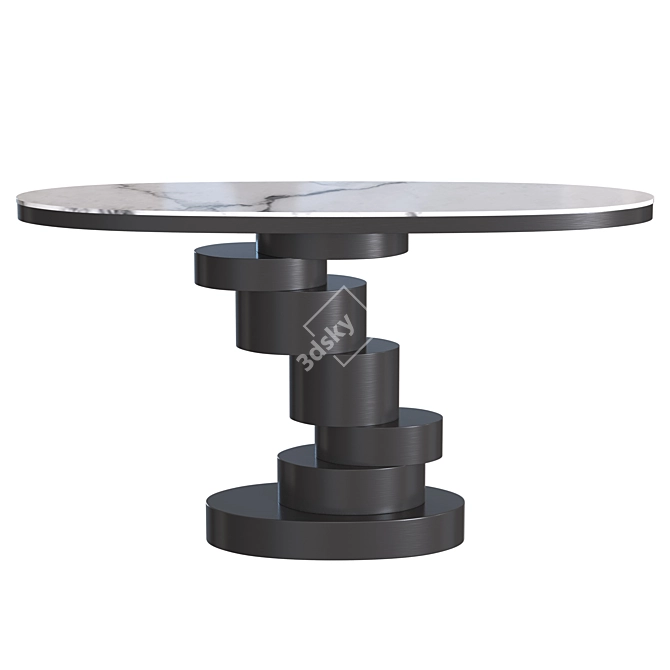 Elegant Oval Stone Console Table 3D model image 5