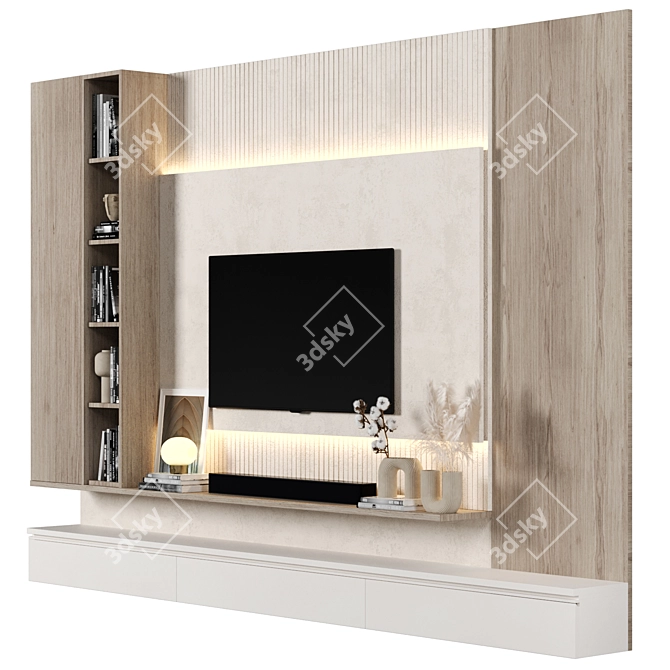 Modern 4K TV Wall Module 3D model image 2