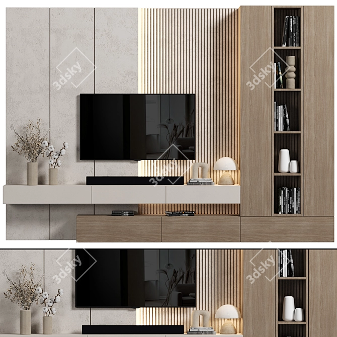 Sleek TV Wall Unit Set 3D model image 1