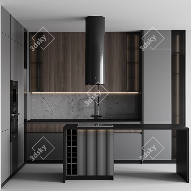 Customizable Modern Kitchen Design 3D model image 1