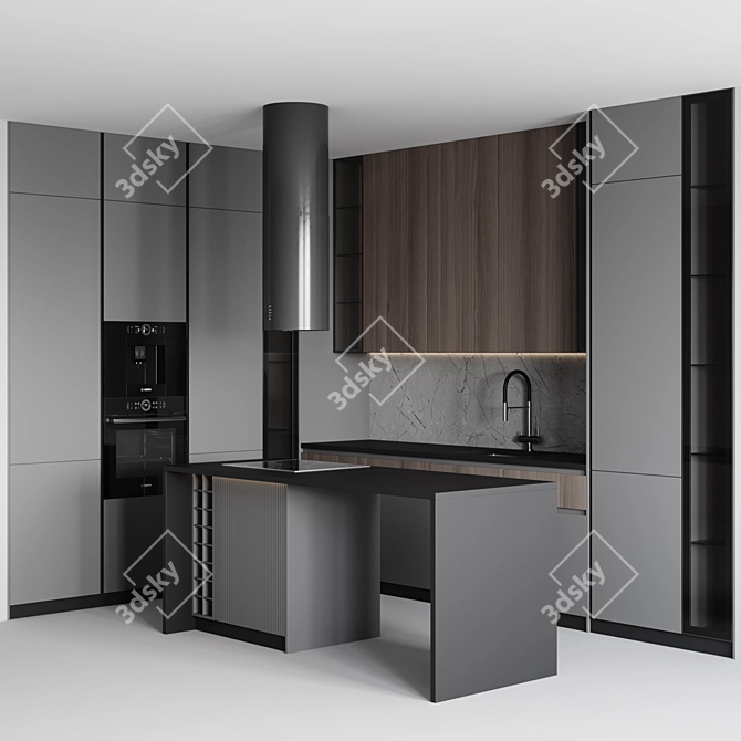 Customizable Modern Kitchen Design 3D model image 2