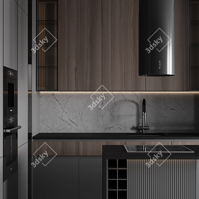 Customizable Modern Kitchen Design 3D model image 4