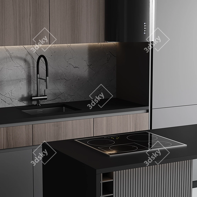 Customizable Modern Kitchen Design 3D model image 5