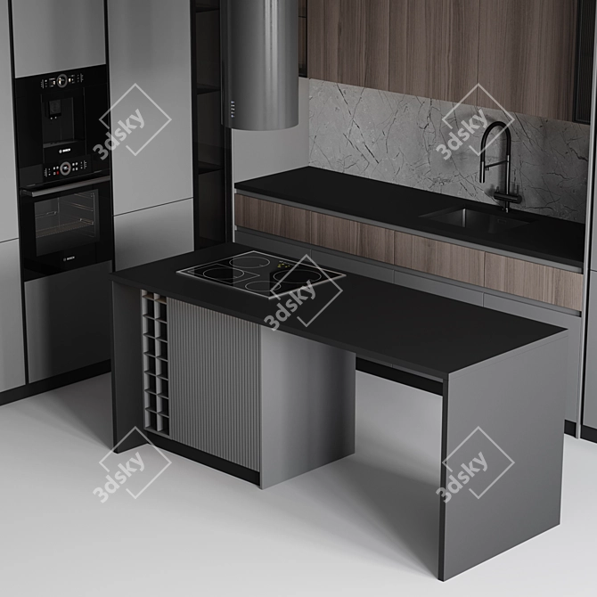 Customizable Modern Kitchen Design 3D model image 6