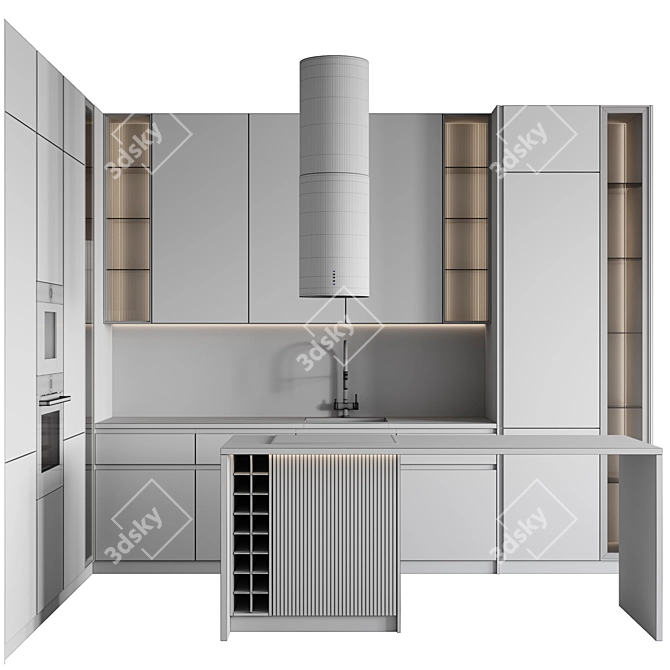 Customizable Modern Kitchen Design 3D model image 7