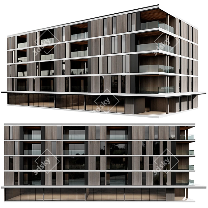 Detailed Residential Building No76 3D model image 1