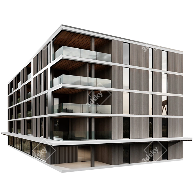 Detailed Residential Building No76 3D model image 2