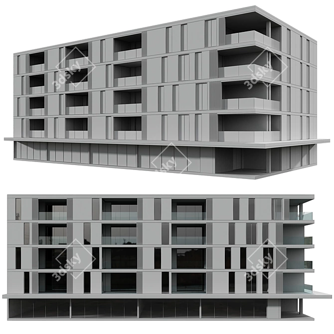 Detailed Residential Building No76 3D model image 5