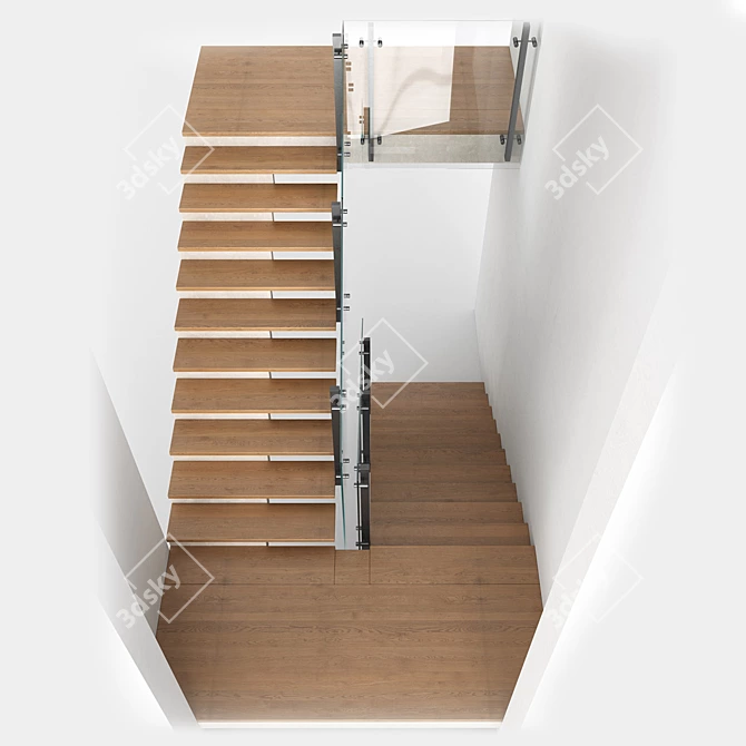 Modern Staircase 3D Model Kit 3D model image 5