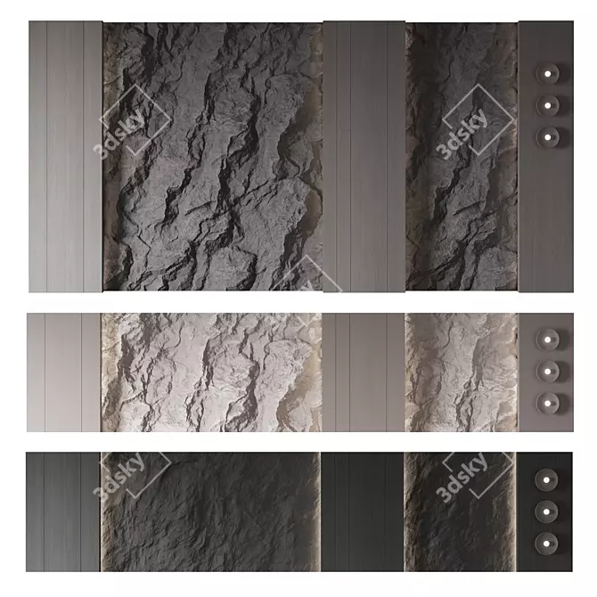 Stone Accent Wall Panel 3D model image 3