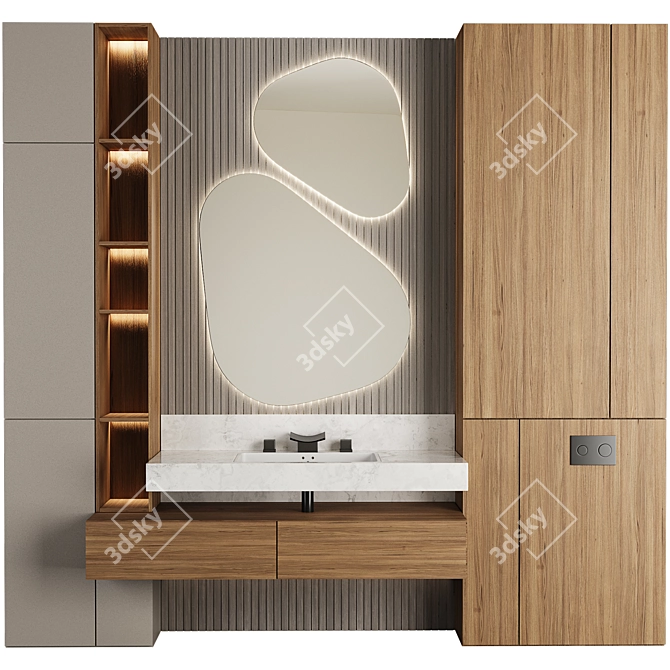 Modern Bathroom Furniture Set 04 3D model image 1