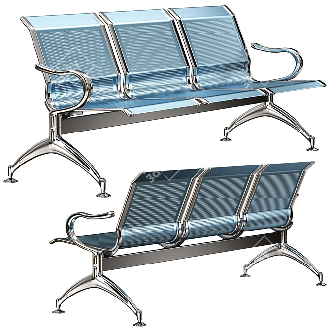 Modern Iron Waiting Bench Chair 3D model image 1