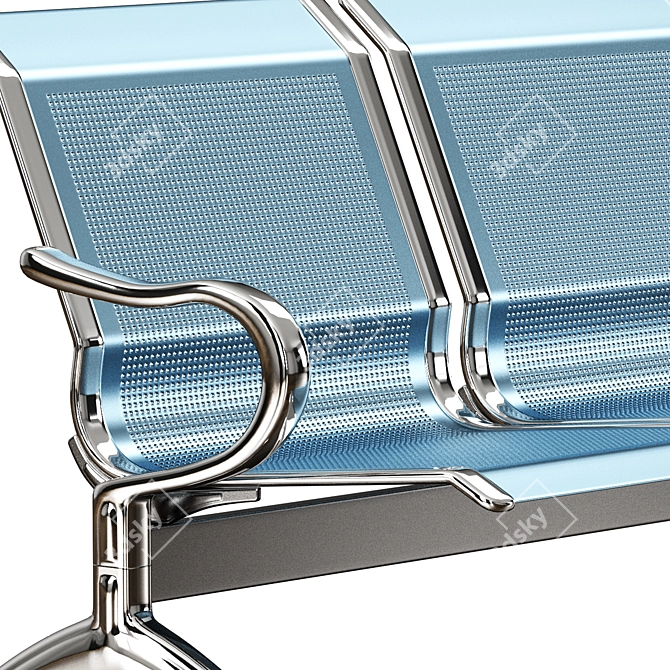 Modern Iron Waiting Bench Chair 3D model image 4