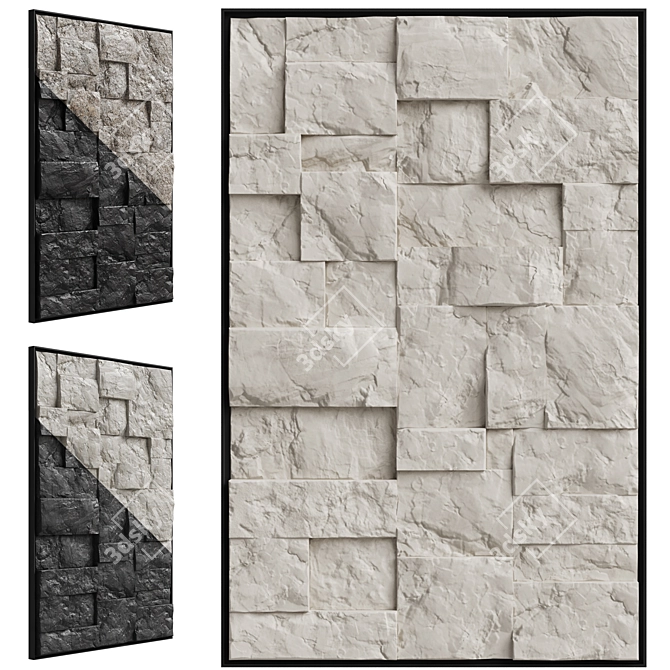 Stone Metal Abstract Wall Sculpture 3D model image 1