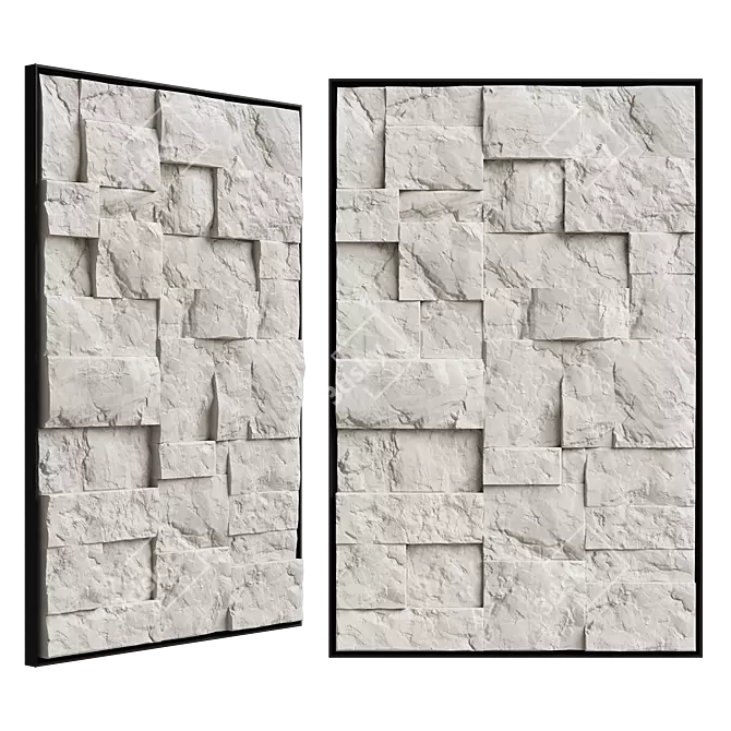 Stone Metal Abstract Wall Sculpture 3D model image 2