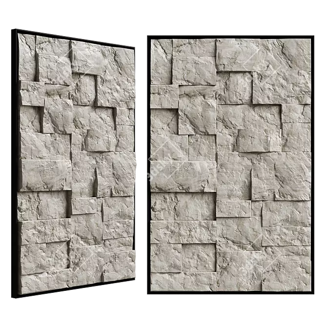 Stone Metal Abstract Wall Sculpture 3D model image 5