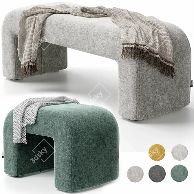 Cosy Puff and Bench Set 3D model image 17