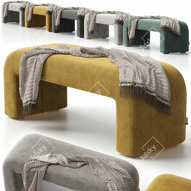 Cosy Puff and Bench Set 3D model image 19