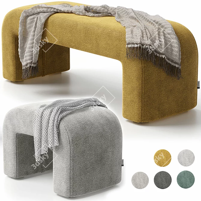 Cosy Puff and Bench Set 3D model image 23