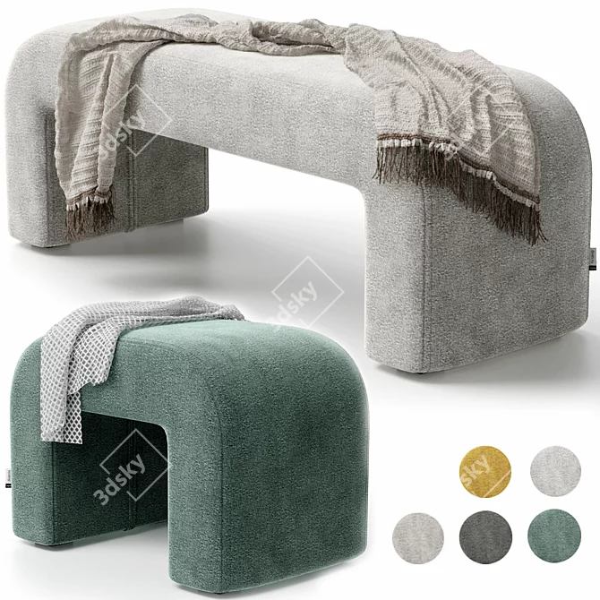 Cosy Puff and Bench Set 3D model image 24