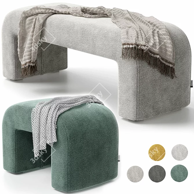 Cosy Puff and Bench Set 3D model image 2