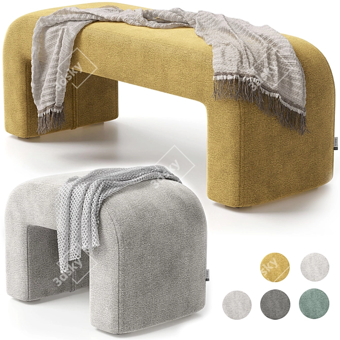 Cosy Puff and Bench Set 3D model image 8