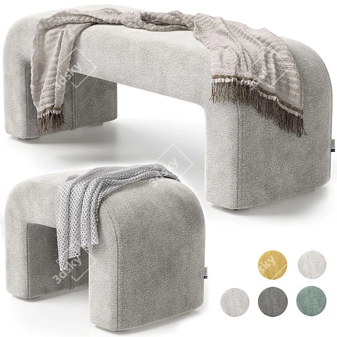 Cosy Puff and Bench Set 3D model image 10