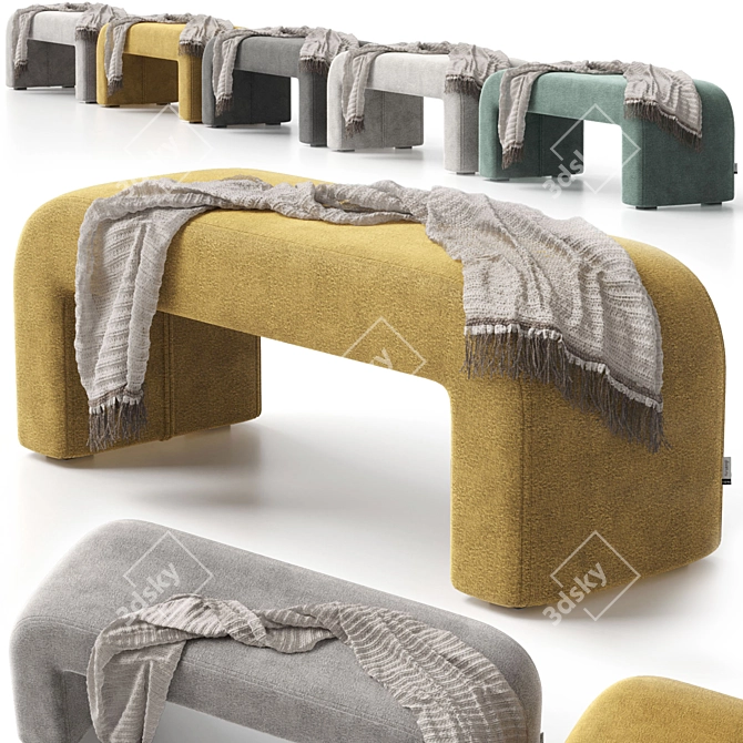 Cosy Puff and Bench Set 3D model image 11