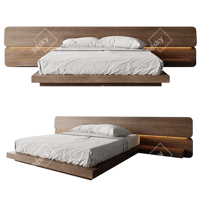 Title: Modern Bed with Detailed Texture 3D model image 1