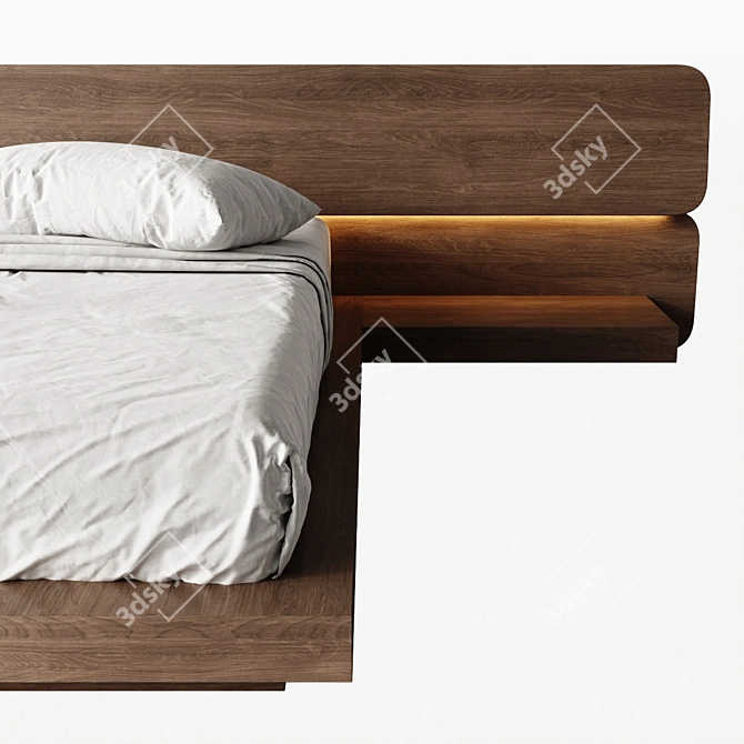 Title: Modern Bed with Detailed Texture 3D model image 2