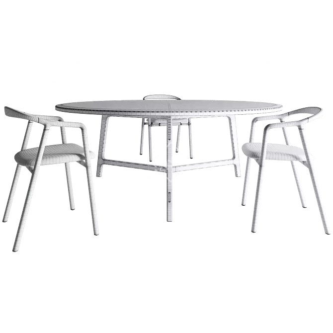 Luxury Wood Table & Chair 3D model image 3