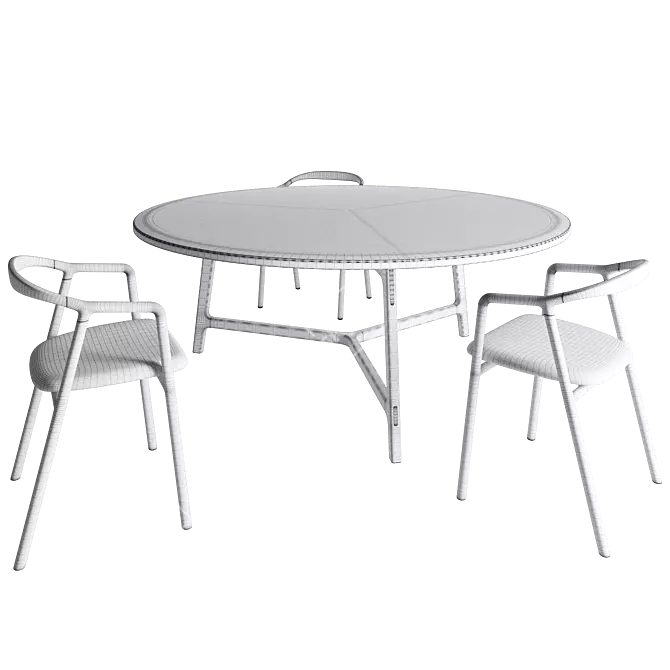 Luxury Wood Table & Chair 3D model image 4