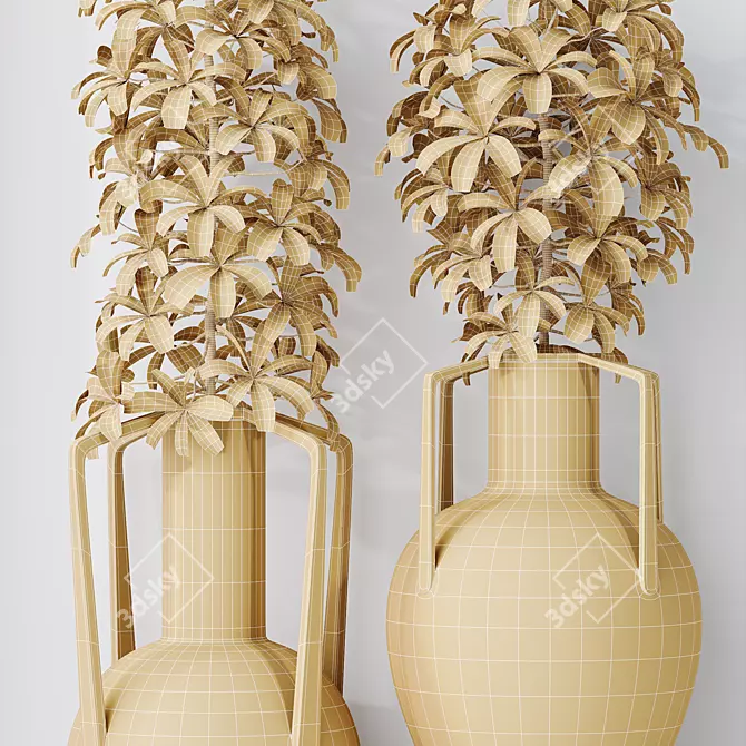 Dwarf Schefflera Umbrella Tree Set 3D model image 5